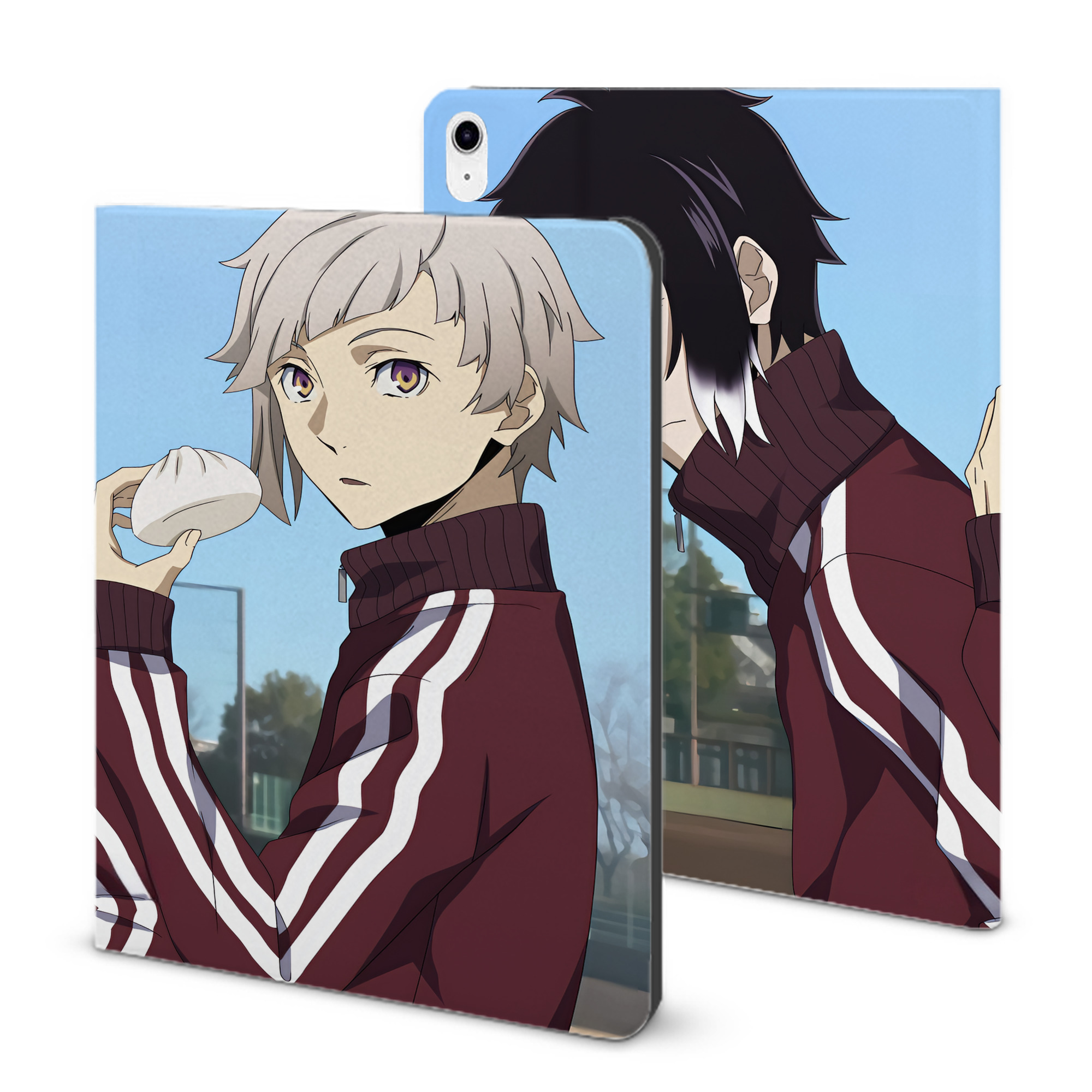 （画像用） 文豪ストレイドッグス Bungo Stray Dogs IPad ケース ブック型 PUレザー TPU 耐衝撃 軽量 薄型 ペン収納なし 全面保護 IPad 各モデル対応